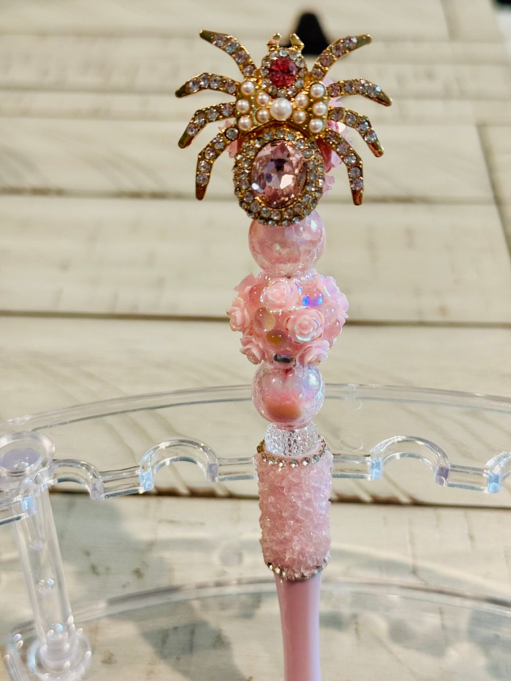 Beautiful Pink Spider Beaded Pen