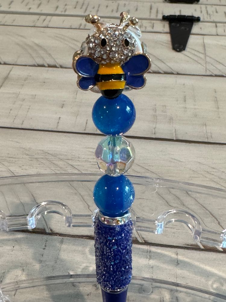 Blue Bumblebee Beaded Pen