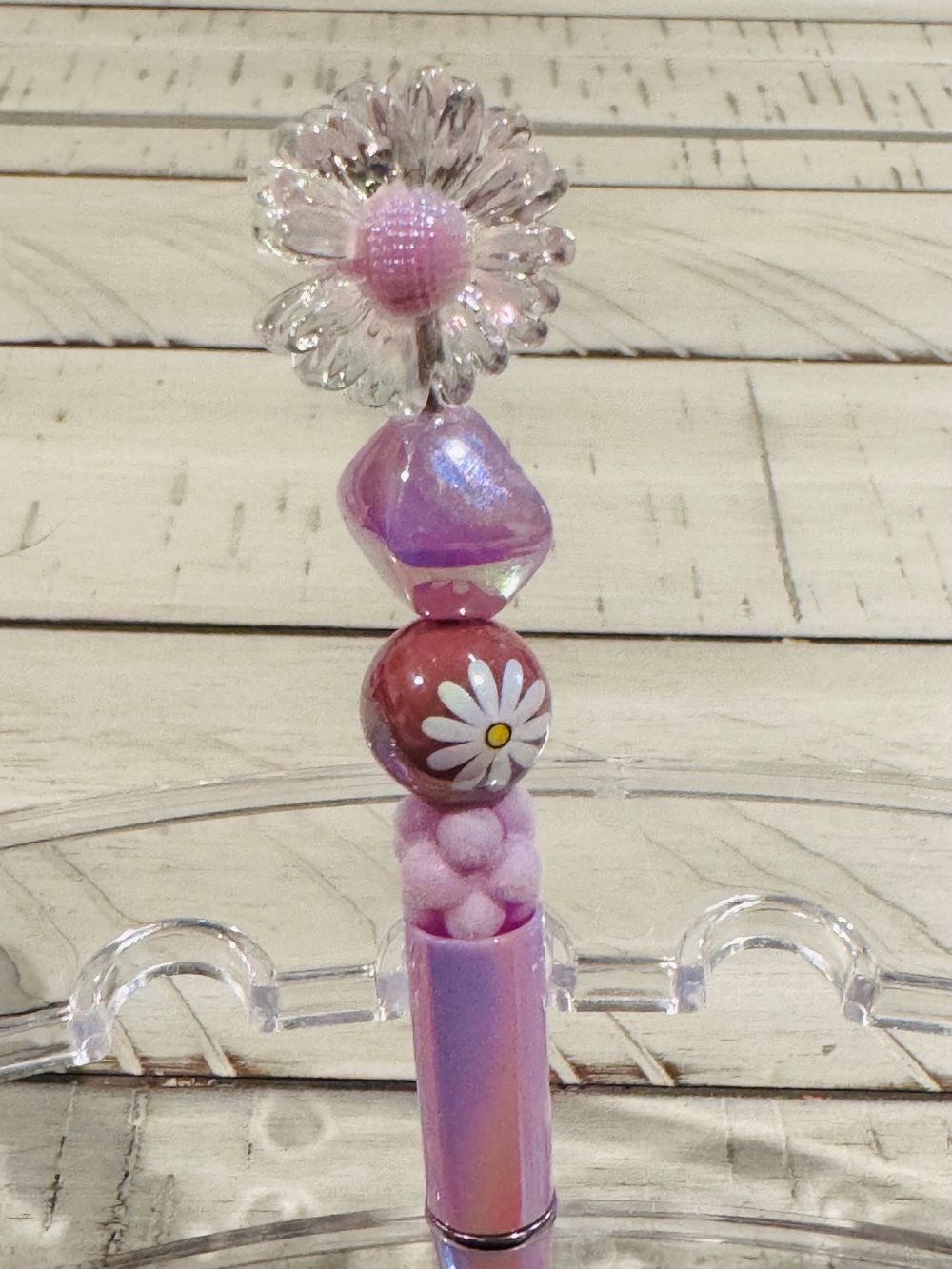 Purple Daisy Beaded Pen