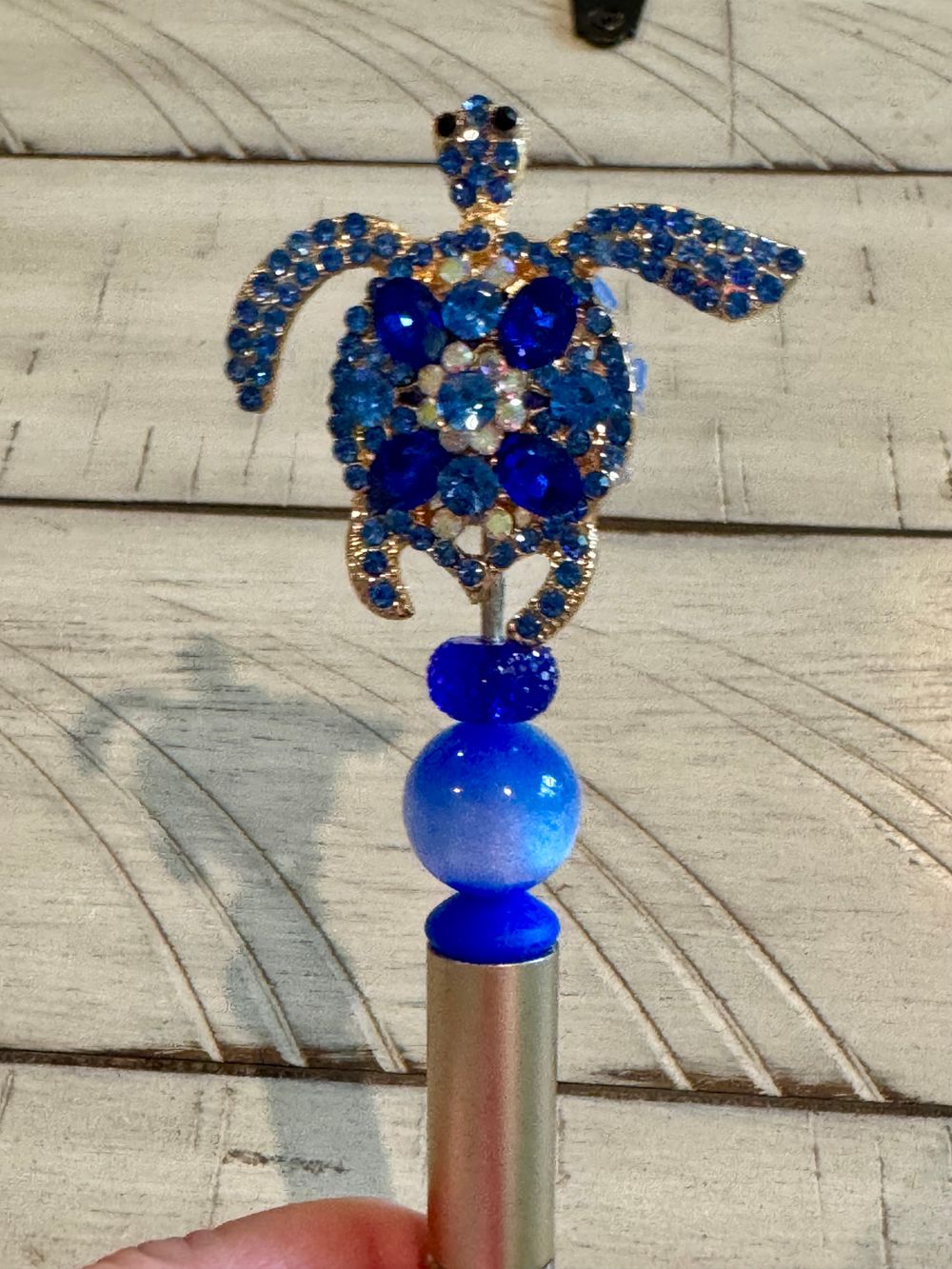 Blue Sea Turtle Beaded Pen