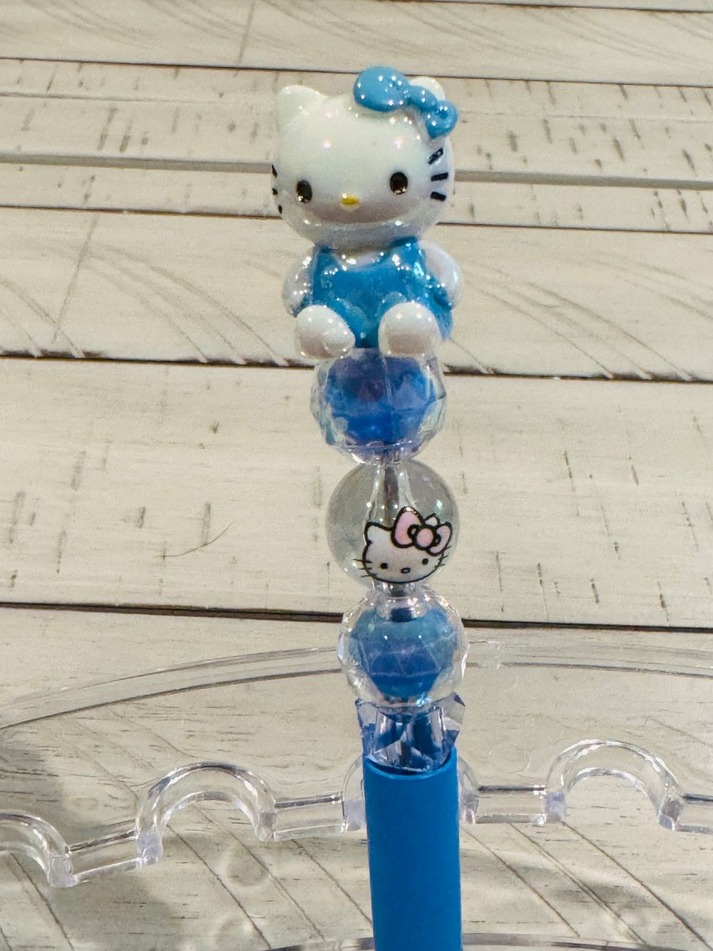Hello Kitty in Blue Dress Beaded Pen