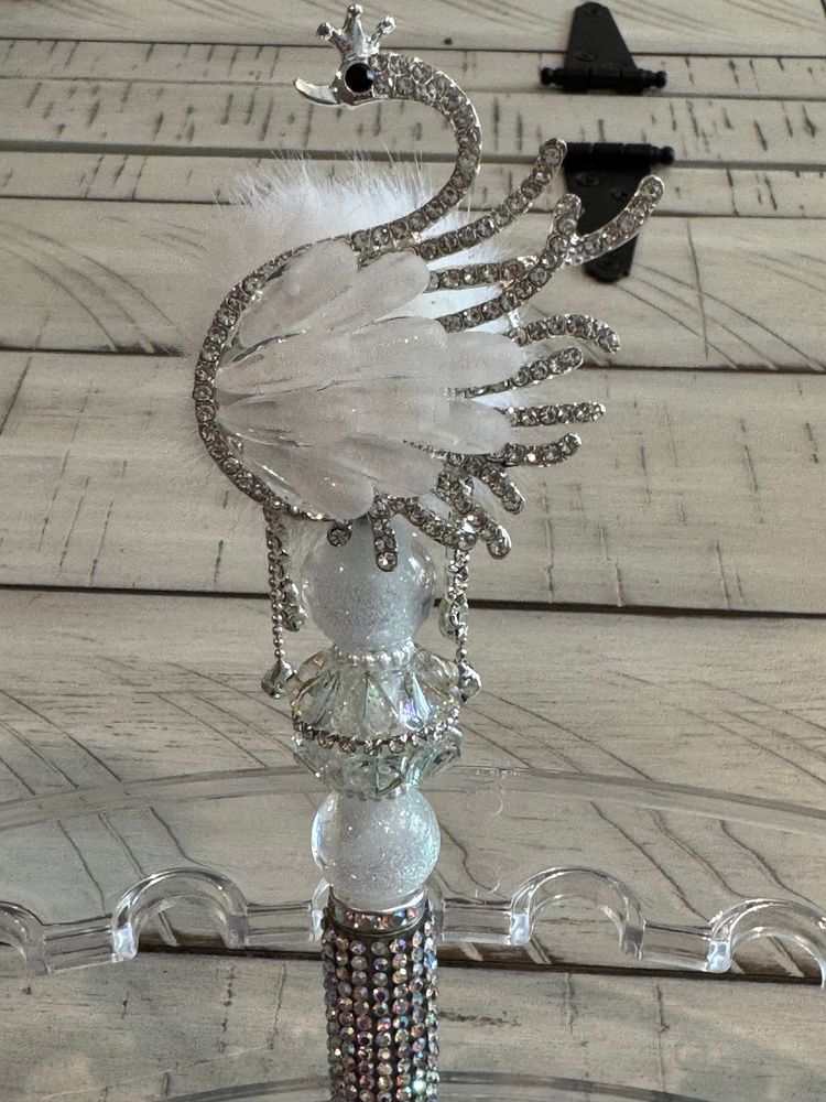White Feather Swan Beaded Pen