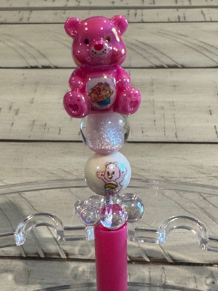 Pink Care Bear Beaded Pen