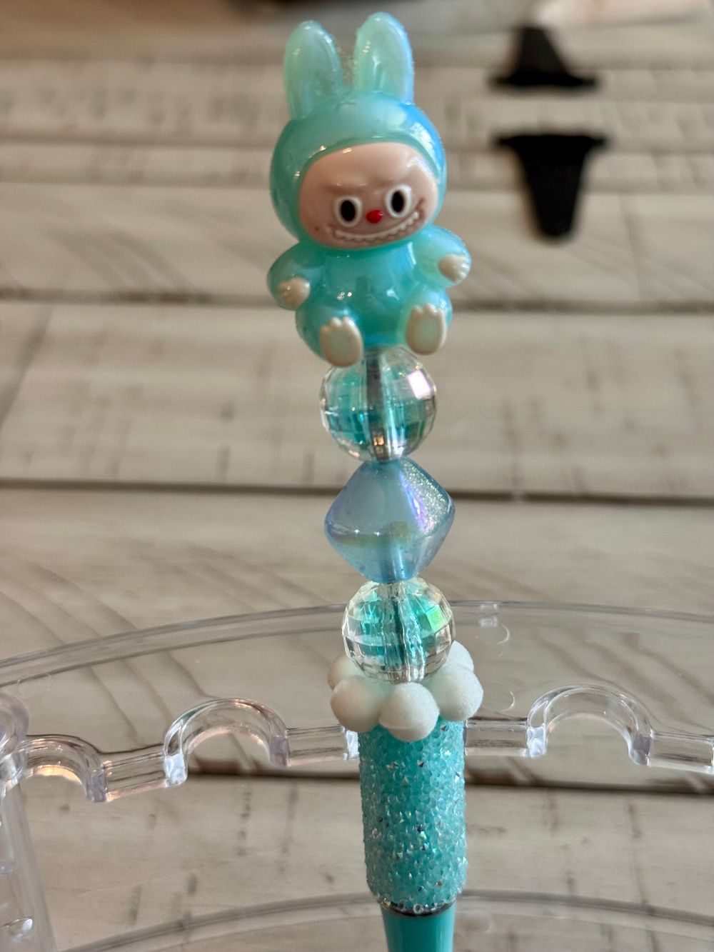 Teal Labubu Beaded Pen