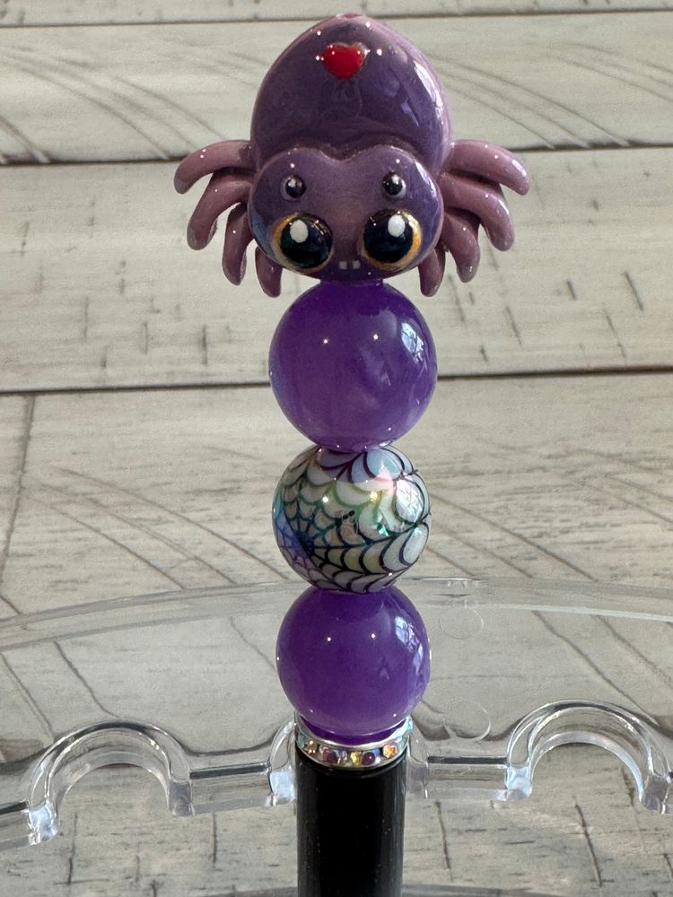 Purple Spider Beaded Pen