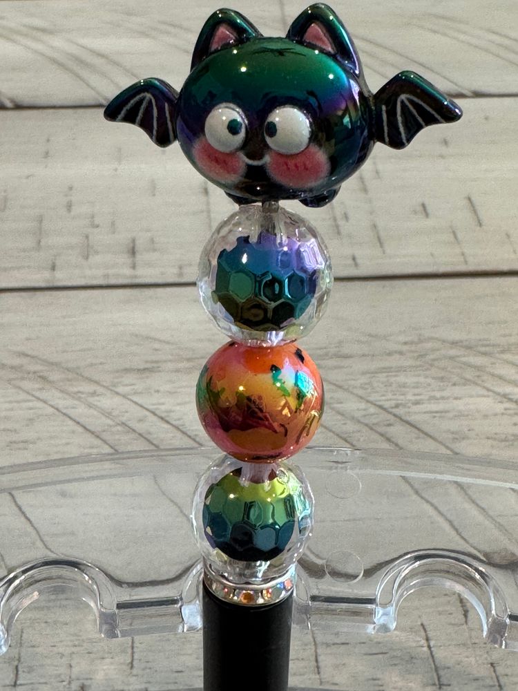 Black Bat Beaded Pen